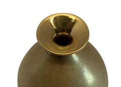 Matte 22K Gold Crackle Glaze Stoneware Vase by Ceramicist Sandi Fellman, USA