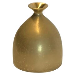 Matte 22K Gold Crackle Glaze Stoneware Vase by Ceramicist Sandi Fellman, USA