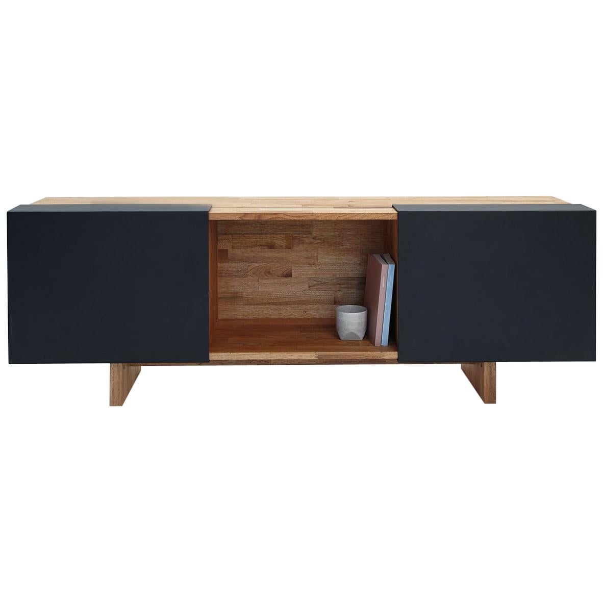 Matte Black 3 Shelf with Base Solid English Walnut LAXseries by MASHstudios For Sale