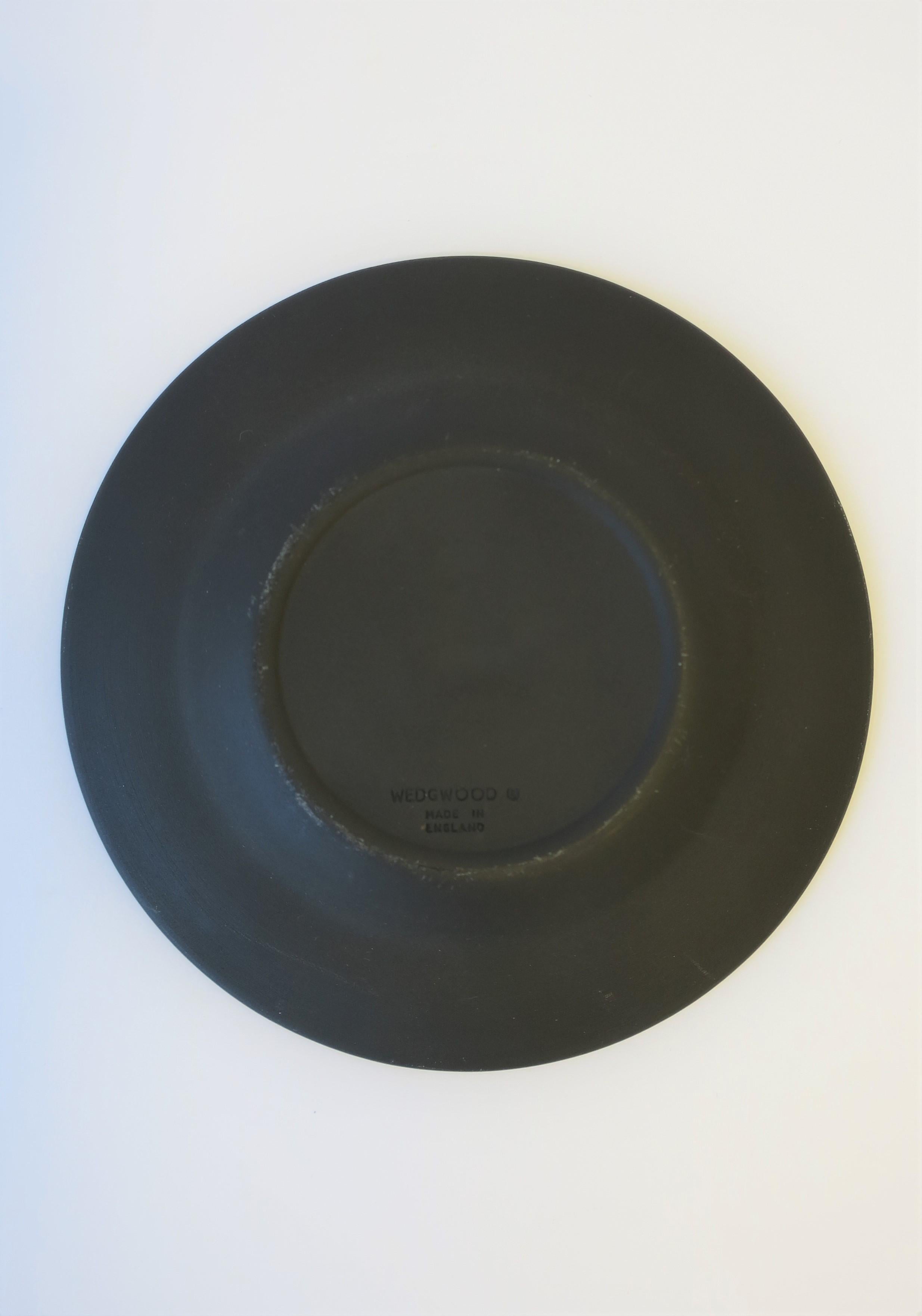 Neoclassical Revival English Matte Black Basalt and Gold Raised Relief Wedgwood Dish 