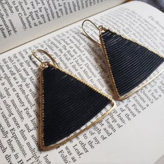 Matte Black Beaded Pyramid Earrings