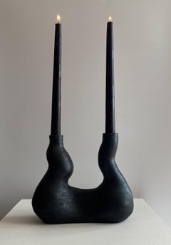 Matte Black Ceramic Candle Holder by Maku Ceramic
