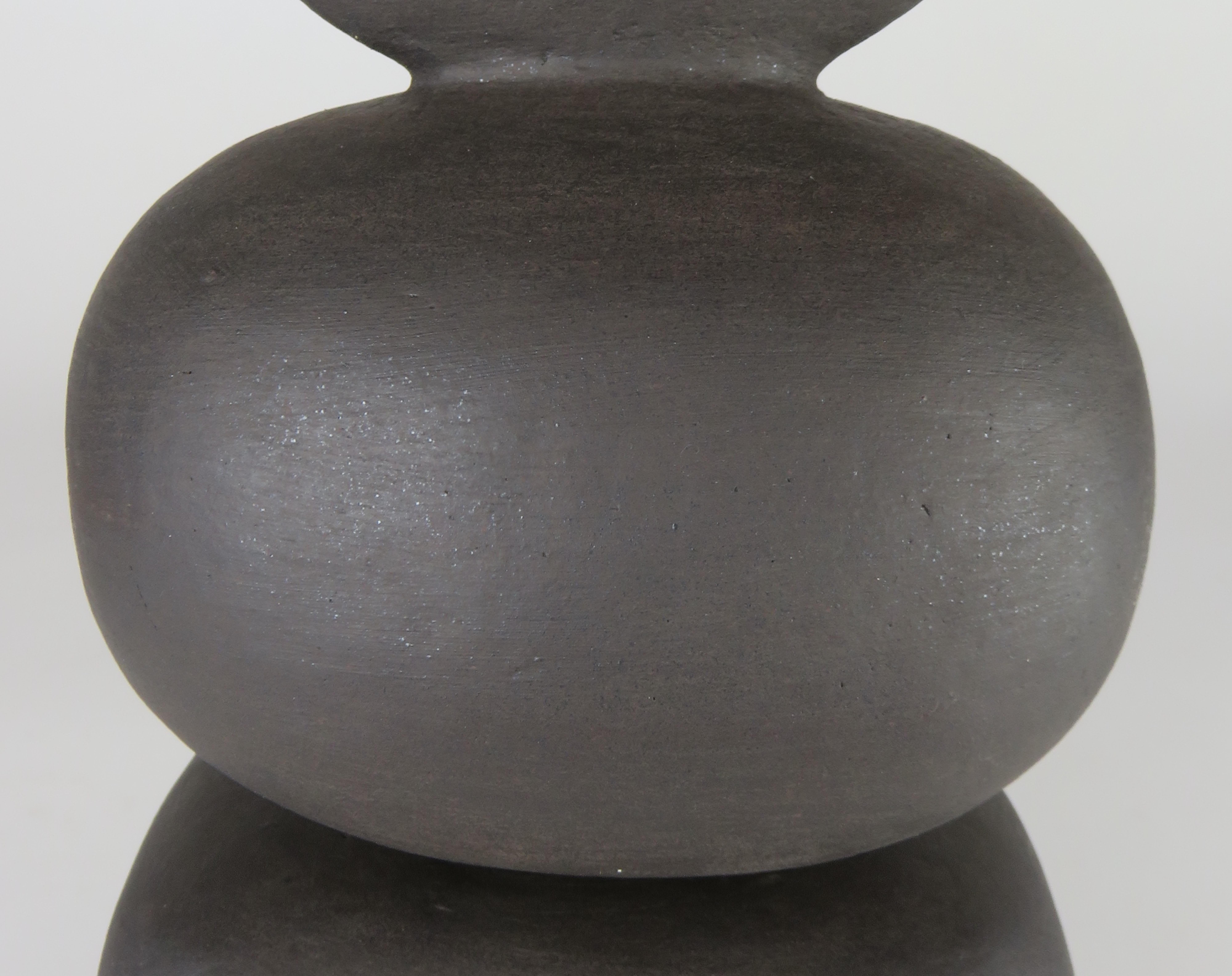 Matte Black Ceramic TOTEM, Round and Rectangular Forms, Half Moon Top In New Condition In New York, NY