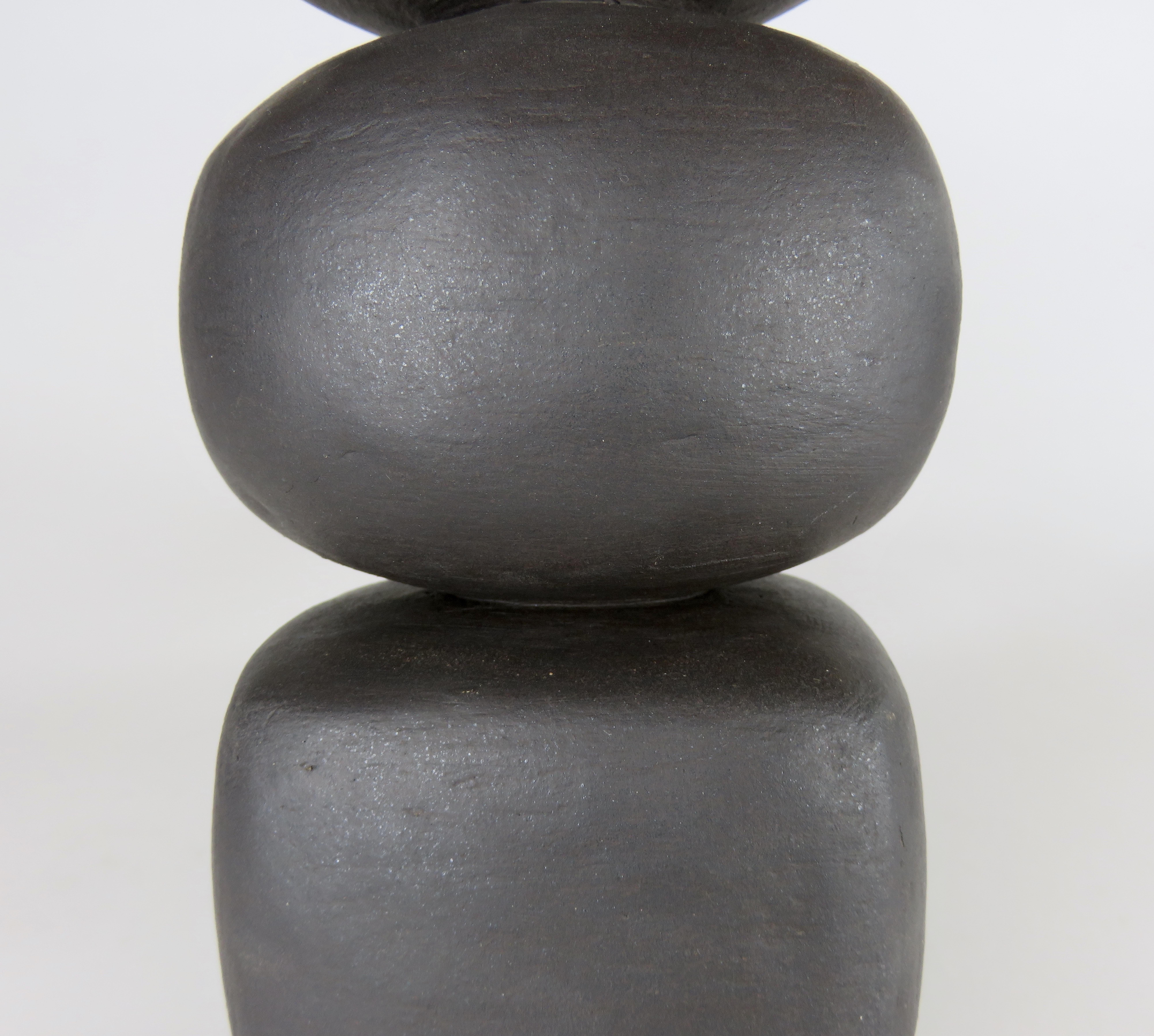 Matte Black Ceramic TOTEM,  Round and Rectangular Forms w/ Open Top, Small Feet 3