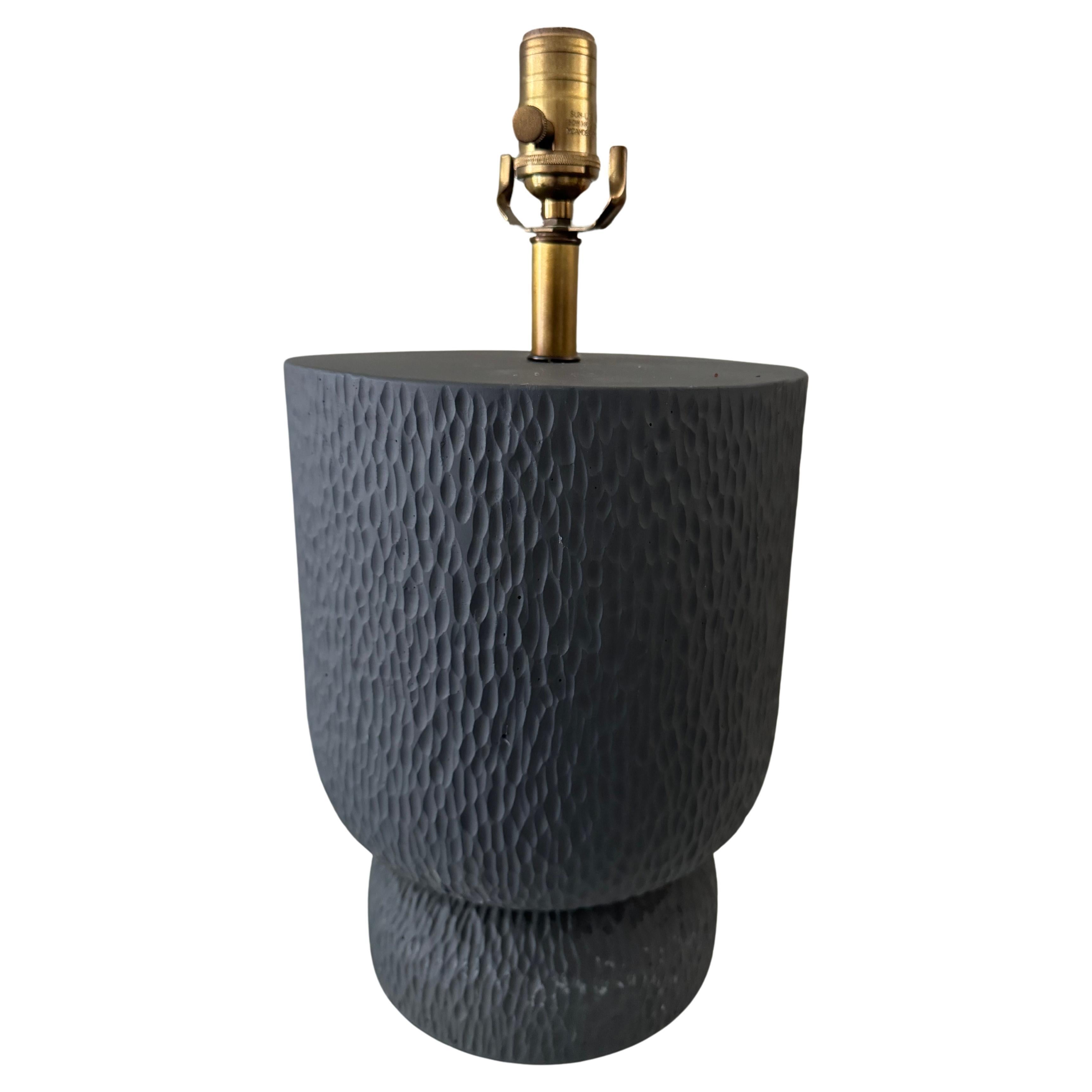 Matte black chiseled plaster lamp For Sale