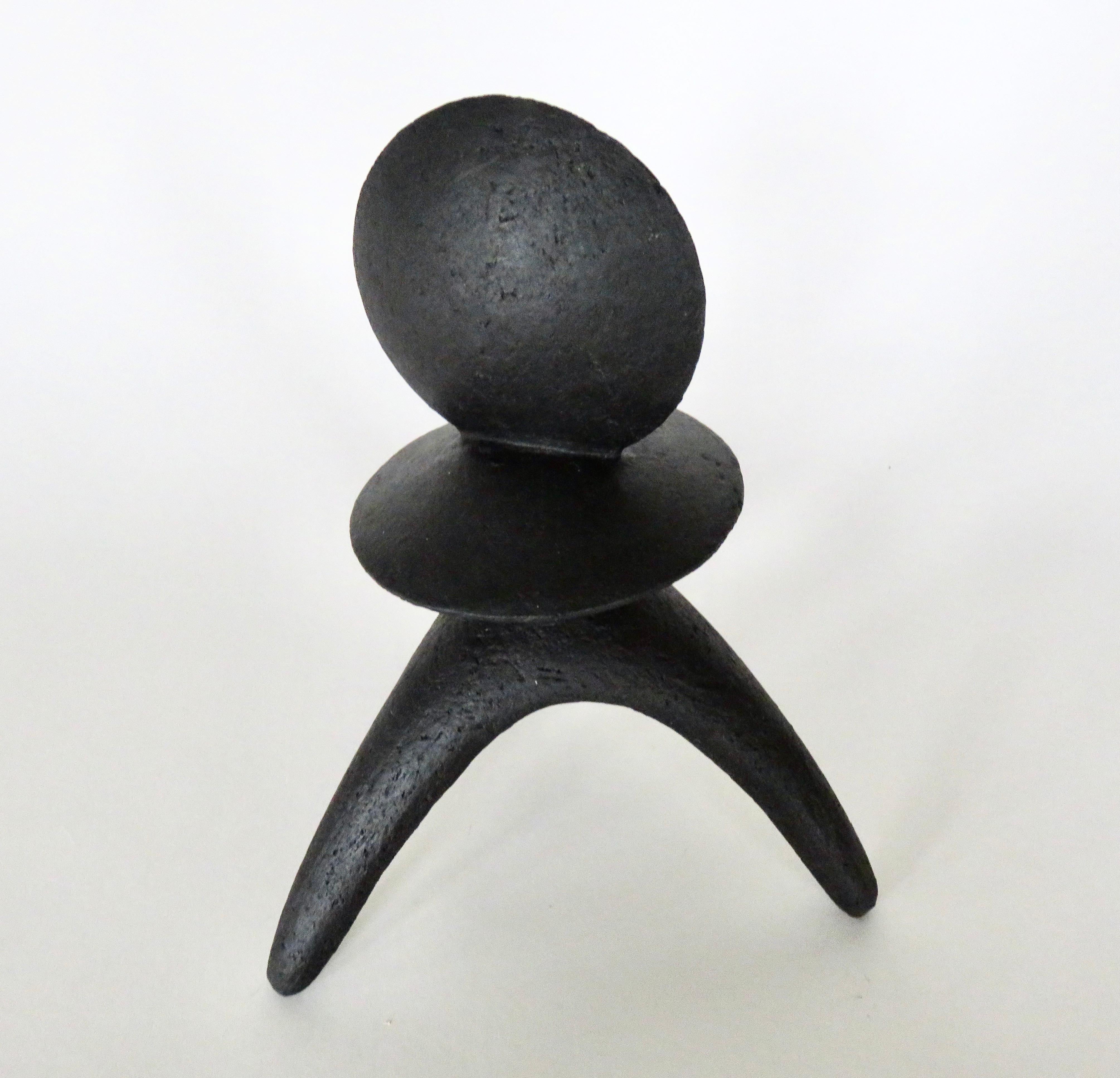 Matte Black Hand Built Ceramic TOTEM, 