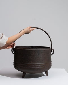 Matte Black Iron Serving Bowl, 20th Century French Antique Design