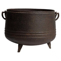 Matte Black Iron Serving Bowl, 20th Century French Antique Design