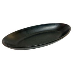 Matte Black Lacquer Wood French Oval Moderne Dish