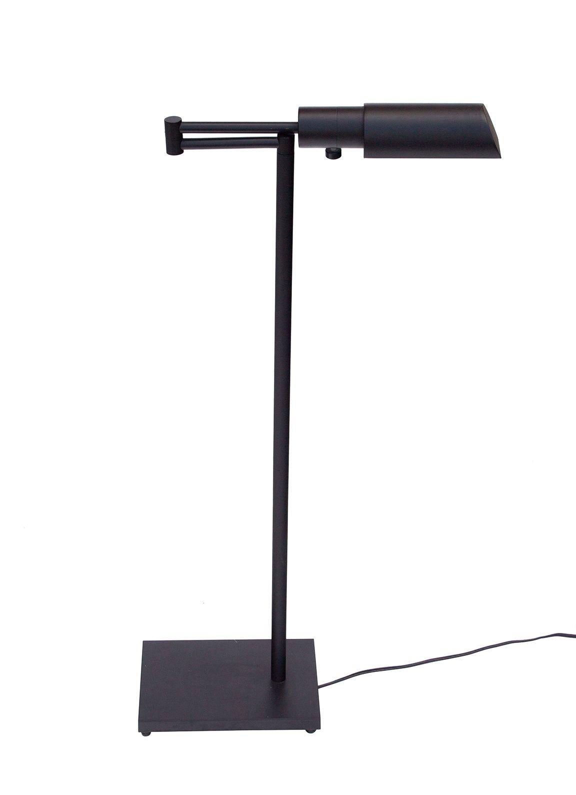 Late 20th Century Matte Black Library Style Floor Lamp For Sale