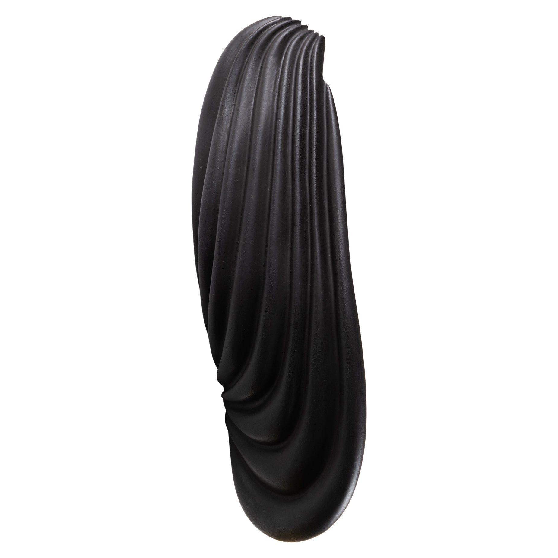 Aplique de cerámica contemporáneo orgánico negro mate by Elsa Foulon en venta