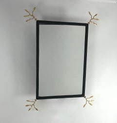 Matte Black Plaster framed Mirror with Gold leaf accents