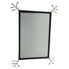 Matte Black Plaster framed Mirror with Gold leaf accents