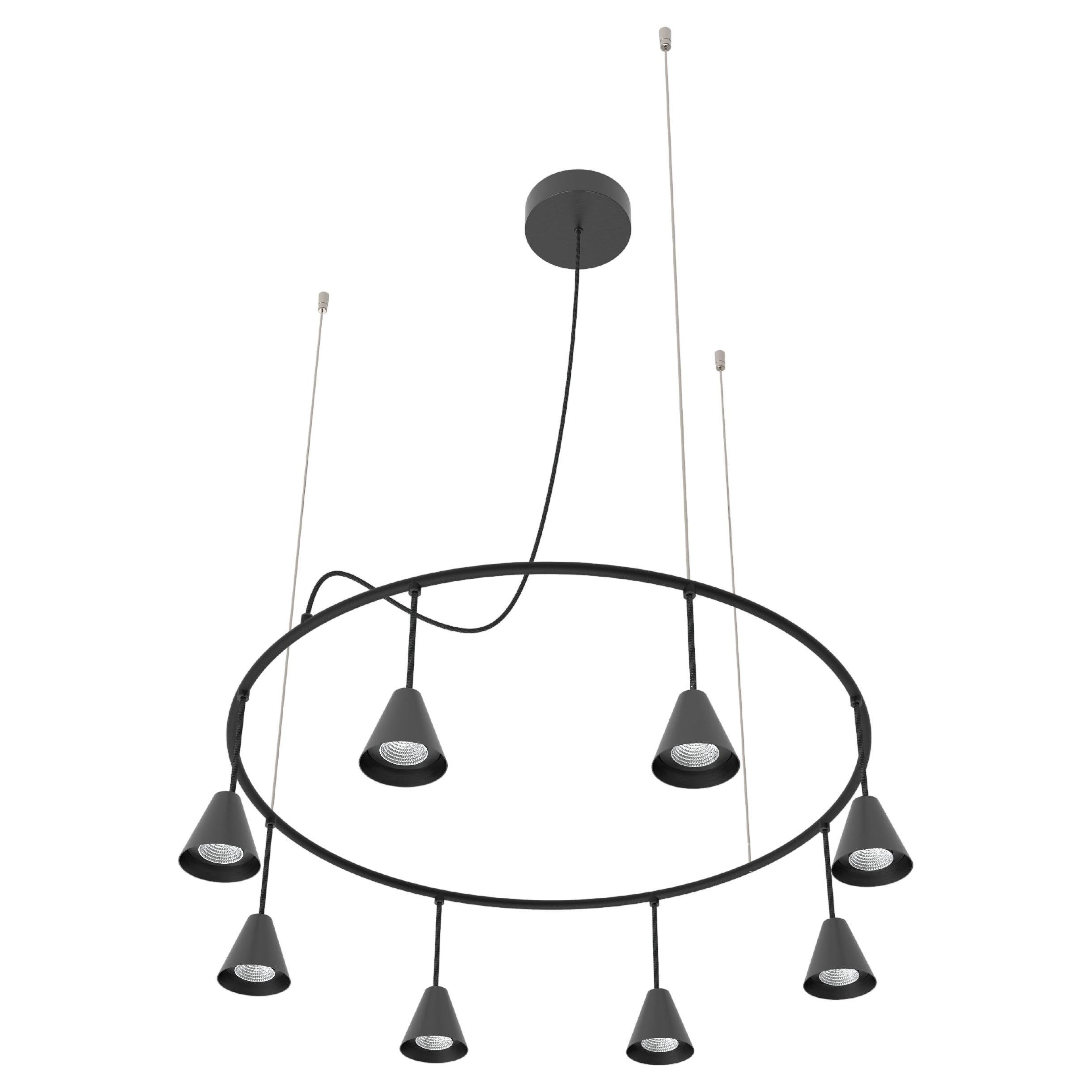 Lampadario a sospensione Rimini nero opaco circolare 27K Dangle di Robin Lamps