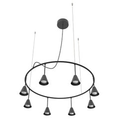 Matte Black Rimini Pendant Chandelier Circular 27K Dangle by Robin Lamps