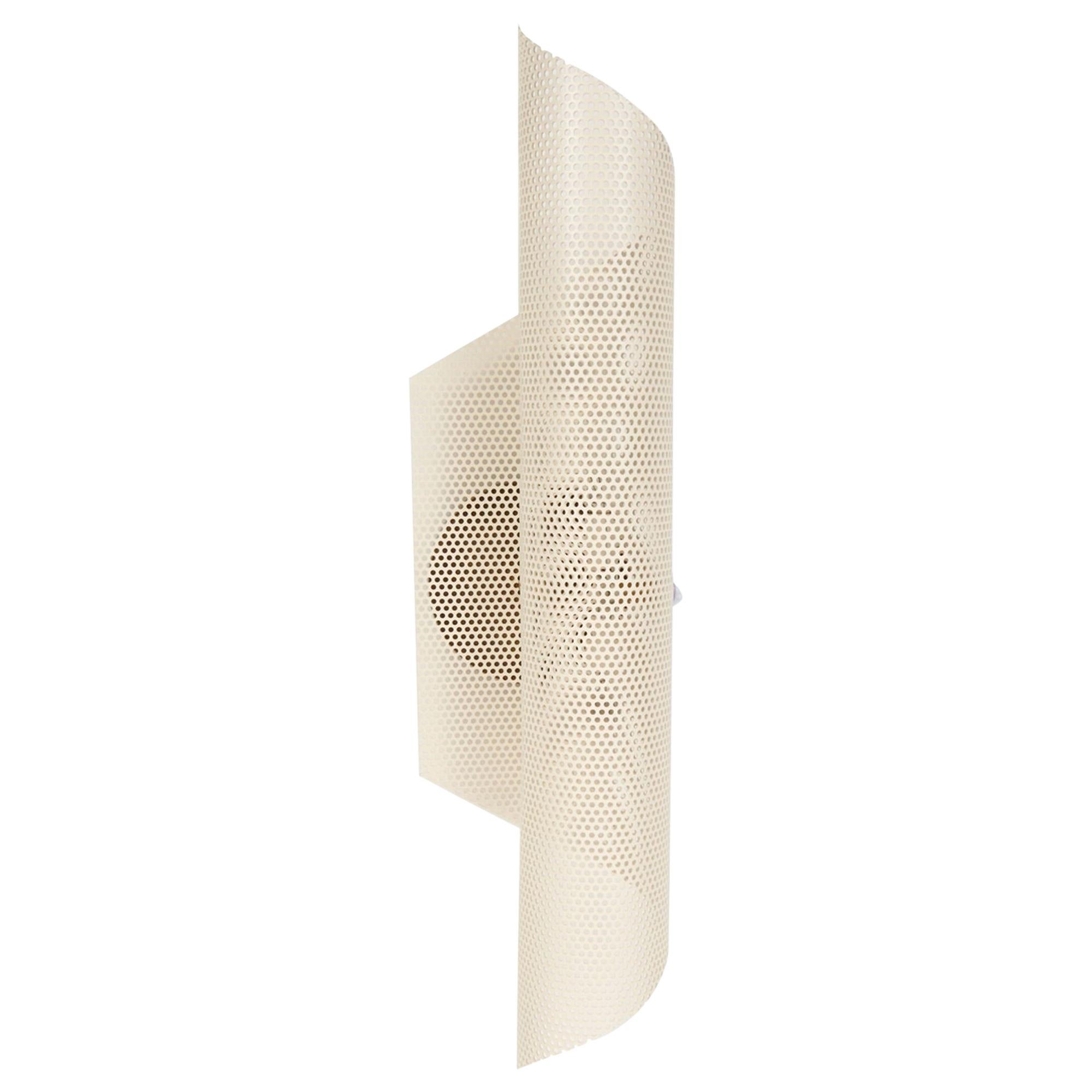 White Rolled Perforated Sconce by Lawson-Fenning For Sale