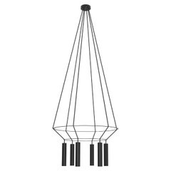 Matte Black Rose Pendant Chandelier Circular 16 by Robin Lamps