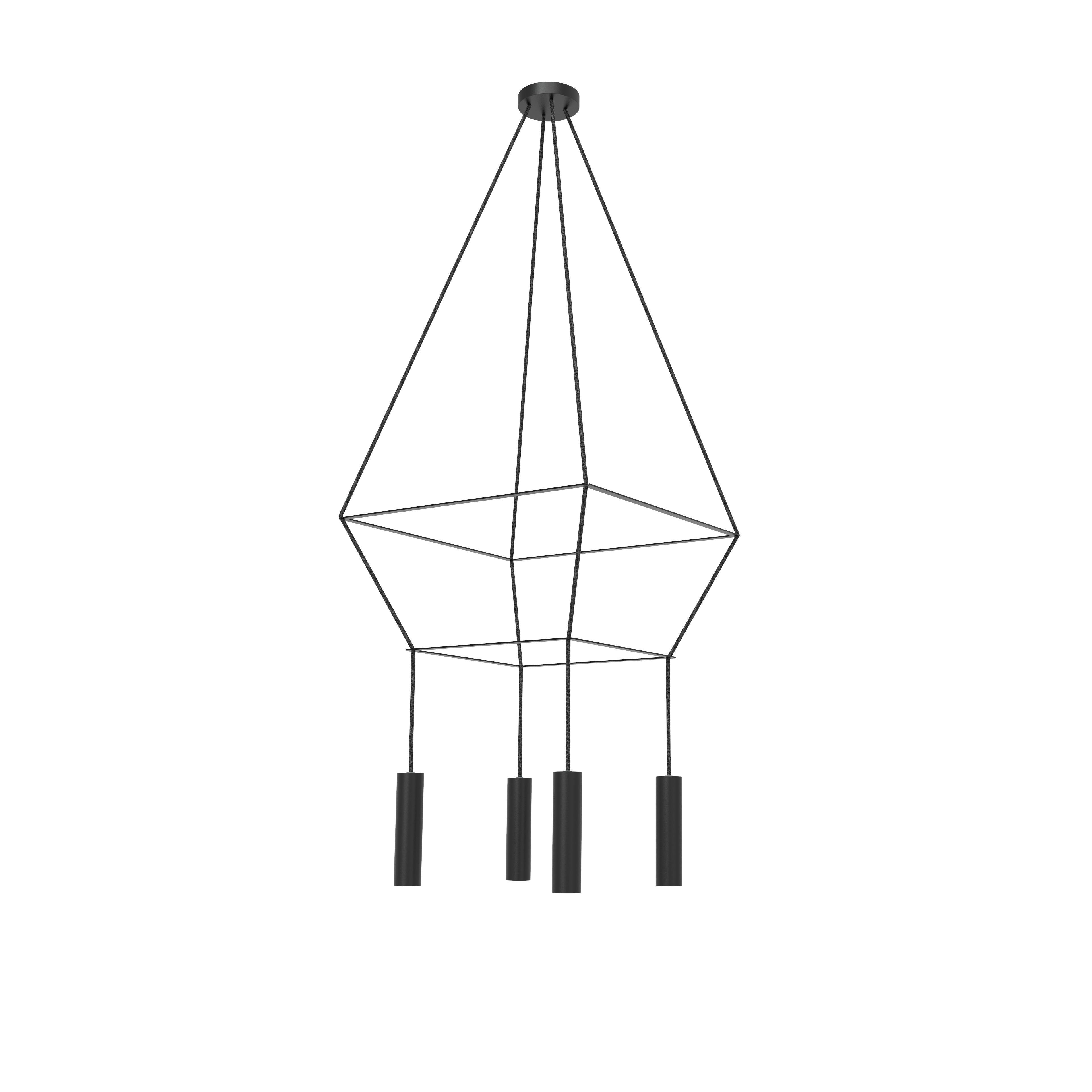 Postmoderno Lampadario a sospensione Rose Matte Black Square 25 di Robin Lamps in vendita