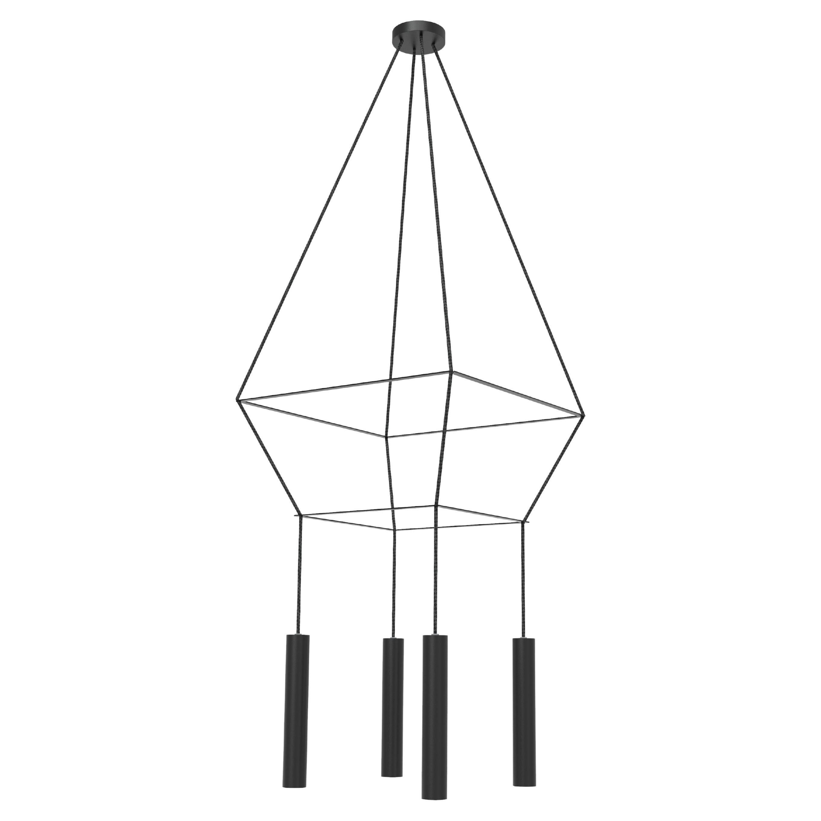 Lampadario a sospensione Rose Matte Black Square 25 di Robin Lamps