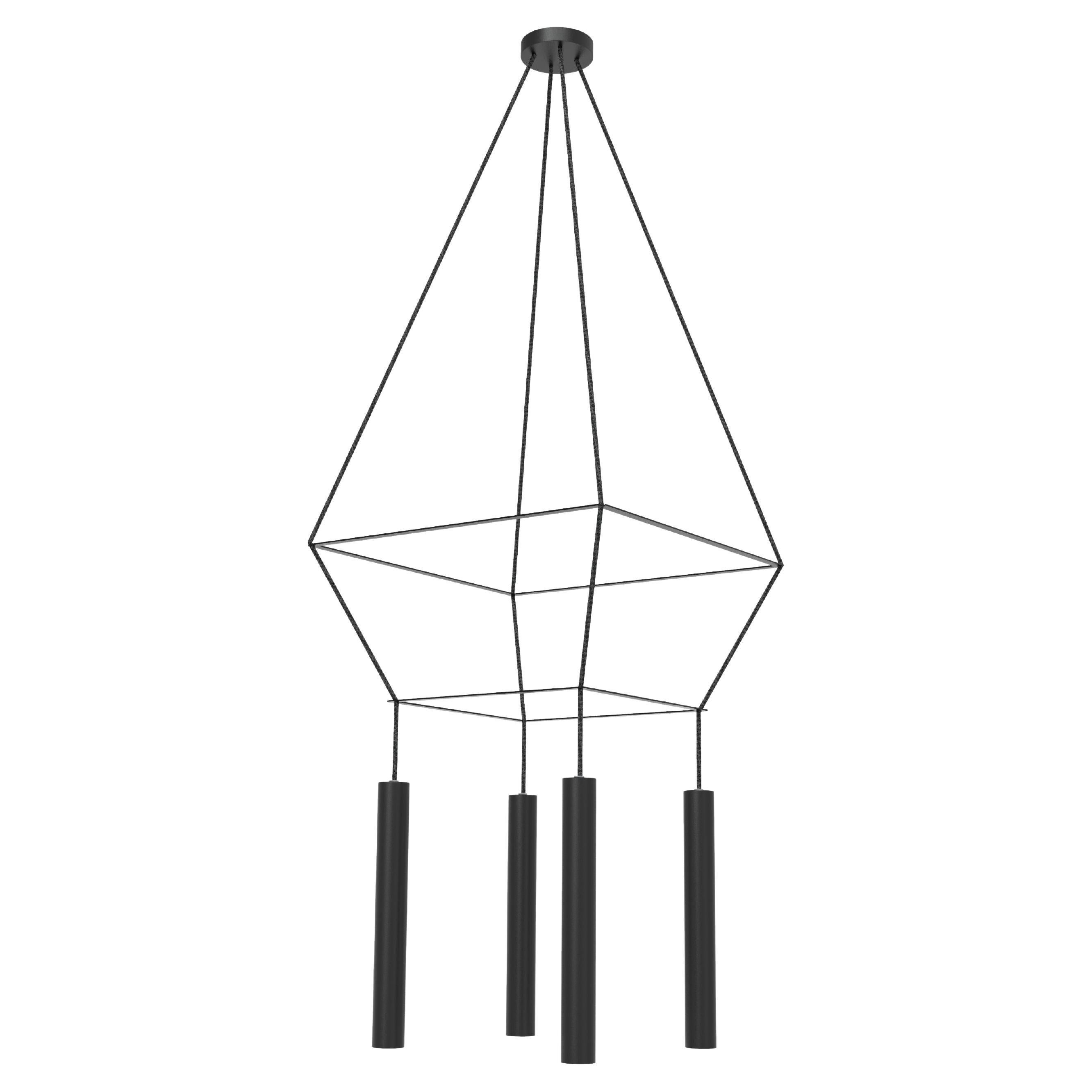 Lampadario a sospensione Rose Matte Black Square 40 di Robin Lamps