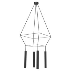 Matte Black Rose Pendant Chandelier Square 40 by Robin Lamps