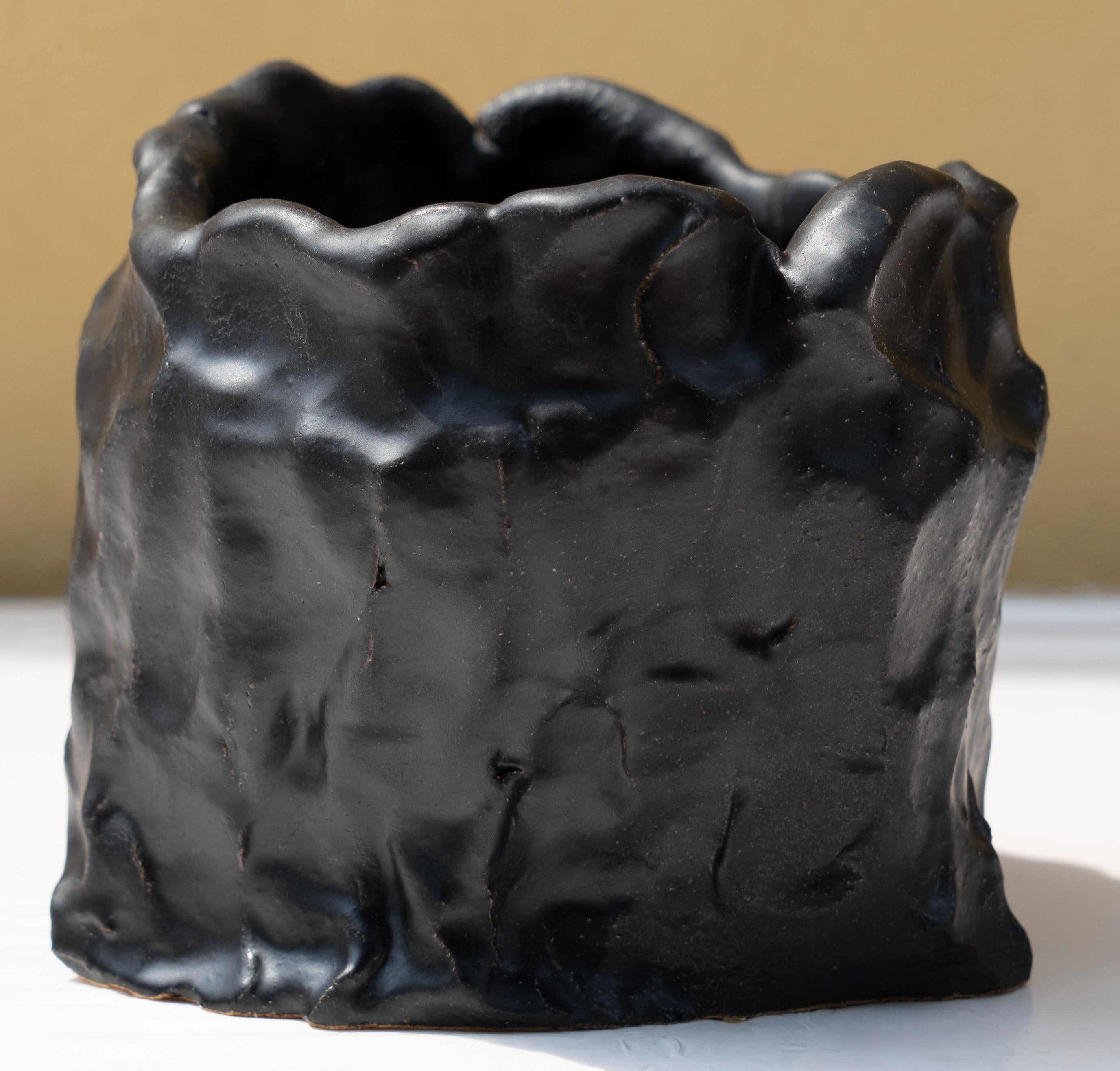 Modern Matte Black Vase by Daniele Giannetti For Sale