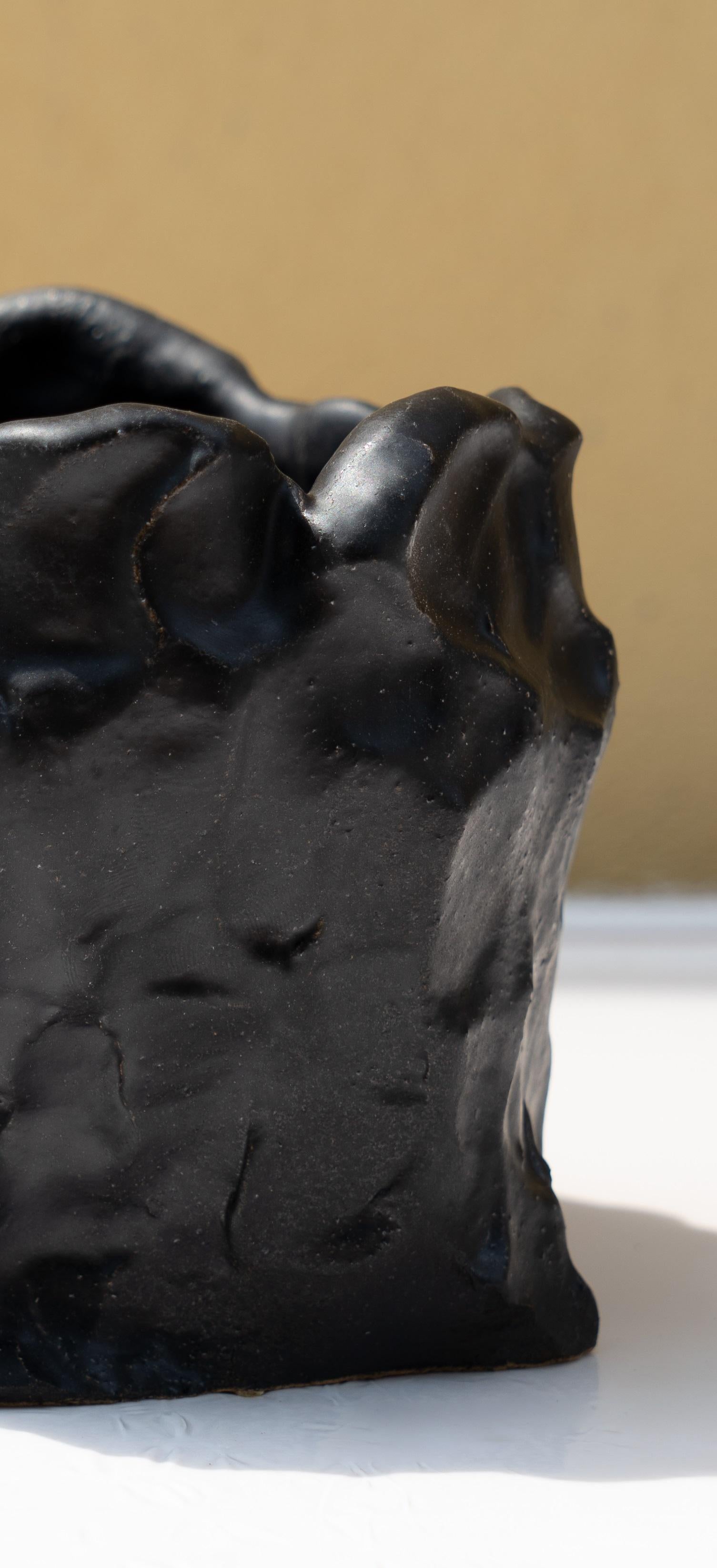 Italian Matte Black Vase by Daniele Giannetti For Sale