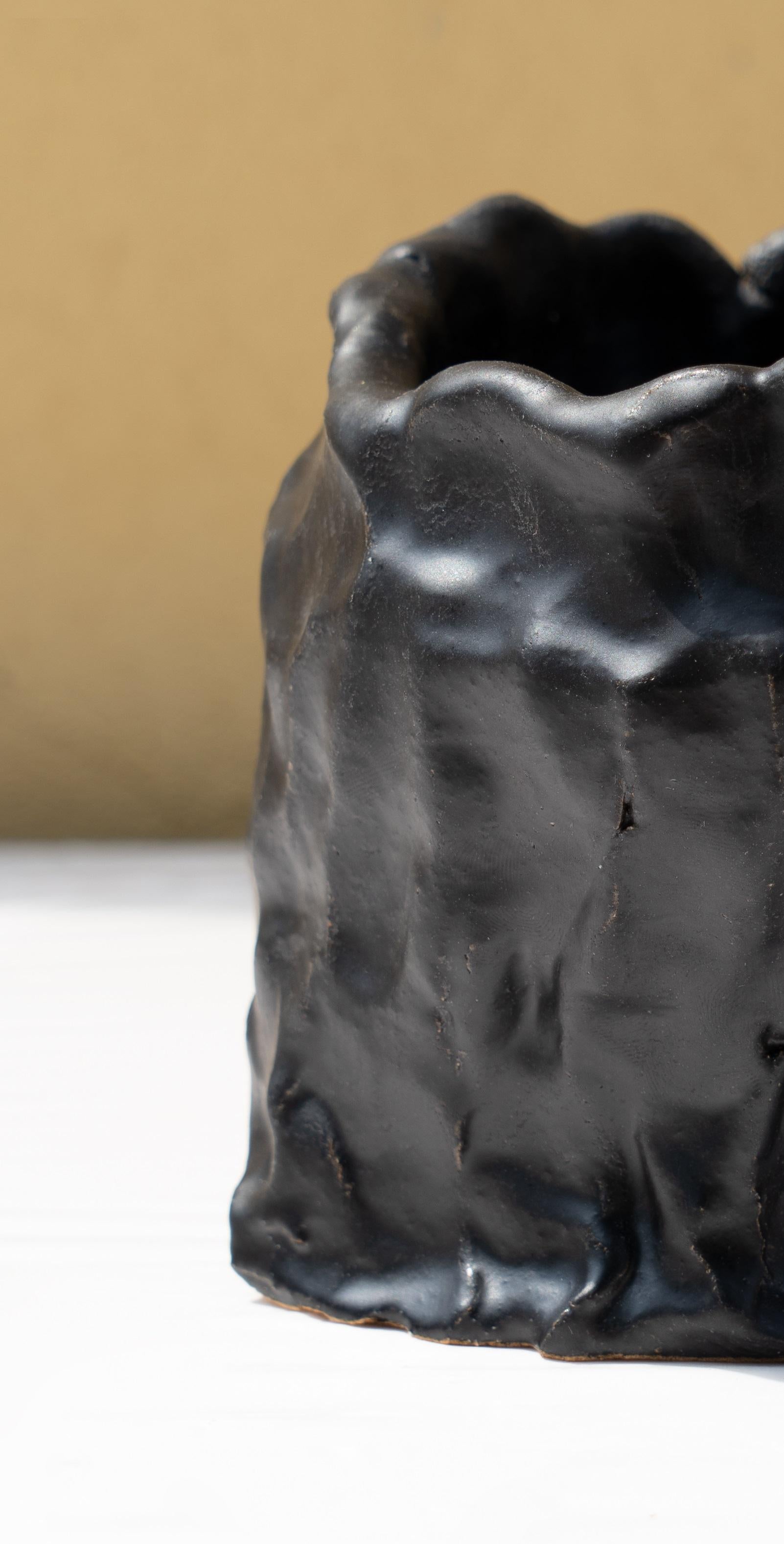 Glazed Matte Black Vase by Daniele Giannetti For Sale