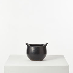 Matte Black Vintage Clay Pot Via, France, 20th Century