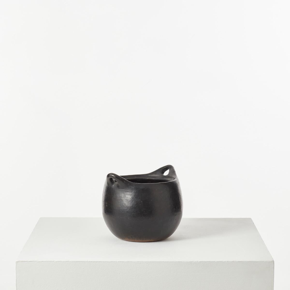 Modern Matte Black Vintage Clay Pot Via, France, 20th Century
