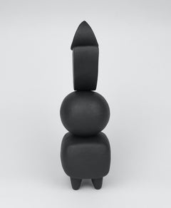 Matte Brown Ceramic TOTEM with Tiny Crescent Top on Soft Rectangle & Oval Forms