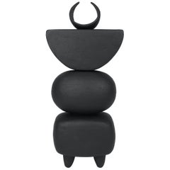 Matte Brown Ceramic TOTEM with Tiny Crescent Top on Soft Rectangle & Oval Forms