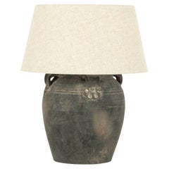Matte Charcoal Gray Pottery Lamp