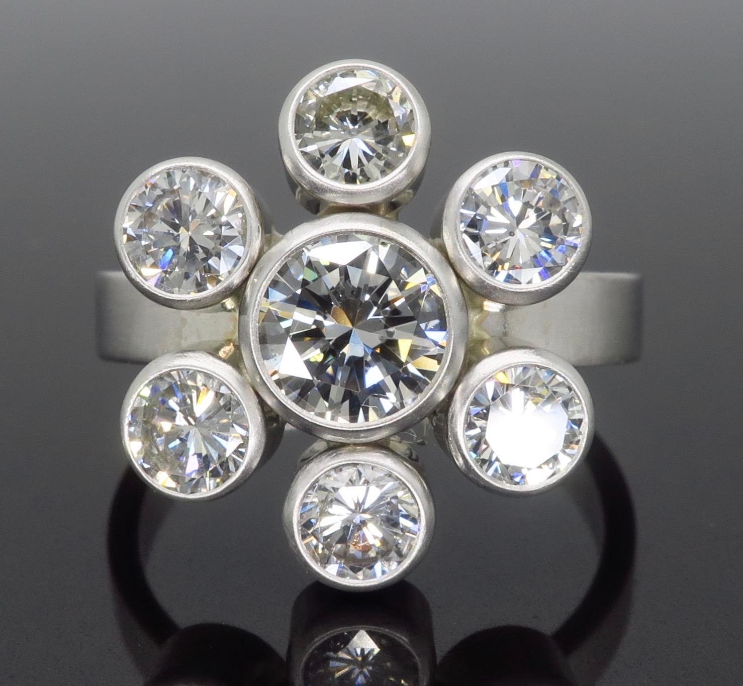 Women's or Men's Matte Finish 2.22 Carat Diamond Fashion Ring