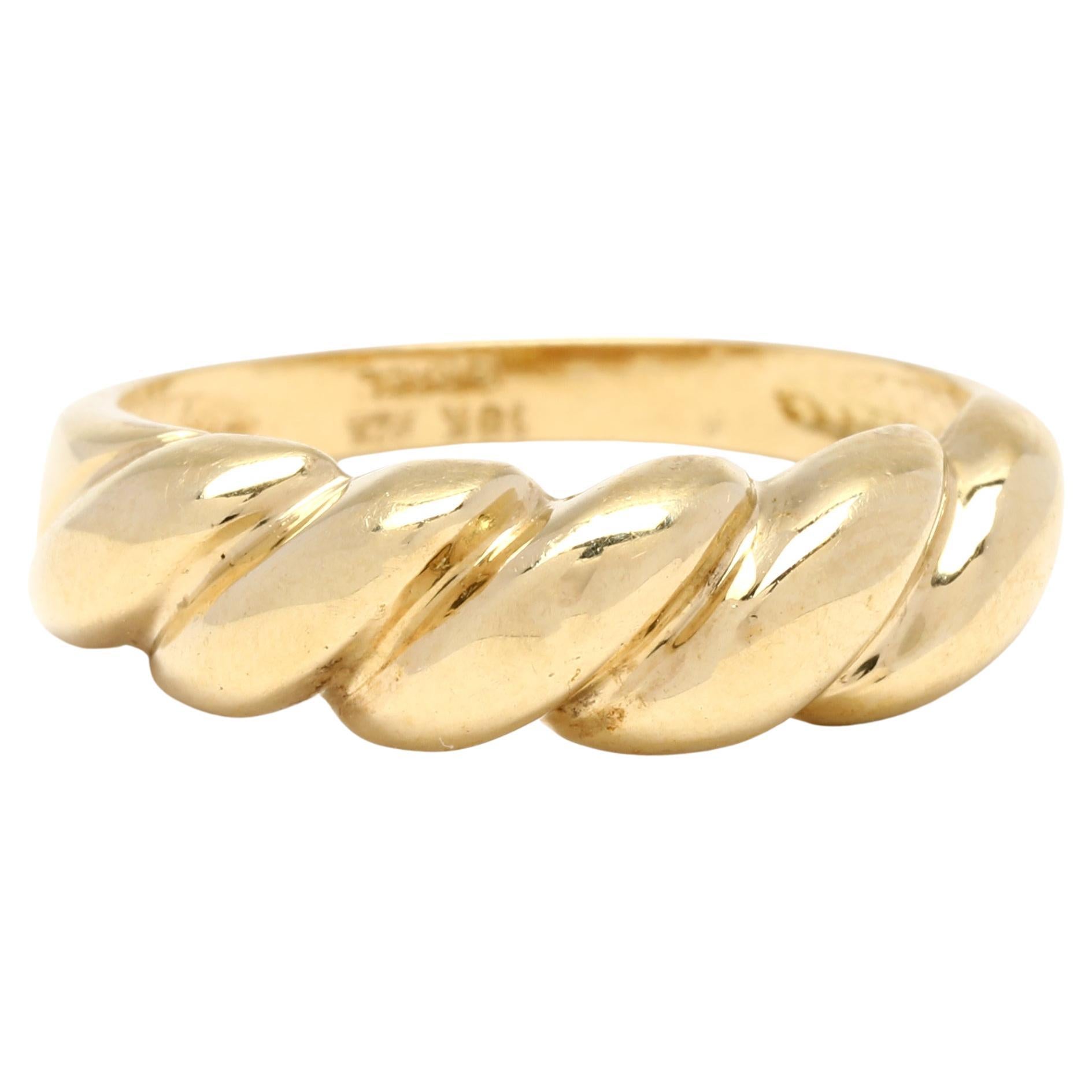 Matte Finish Gold Croissant Ring, 18k Yellow Gold, Ring, Domed Band, Stackable For Sale
