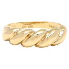 Matte Finish Gold Croissant Ring, 18k Yellow Gold, Ring, Domed Band, Stackable