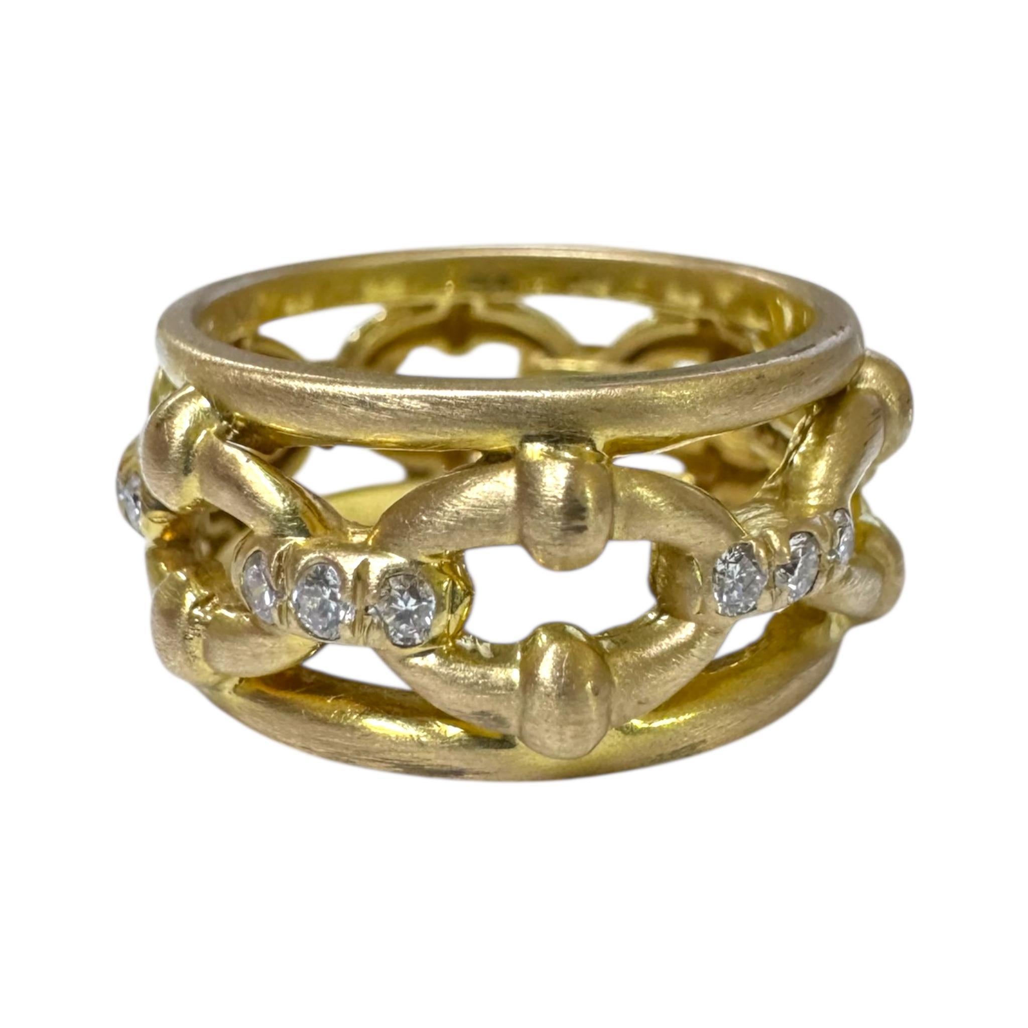 Donna Finitura opaca  Fascia per l'eternità in oro giallo 14K con diamanti, misura 7 in vendita