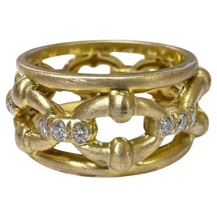 Finition mate  Anneau d'éternité en or jaune 14 carats avec diamants taille 7