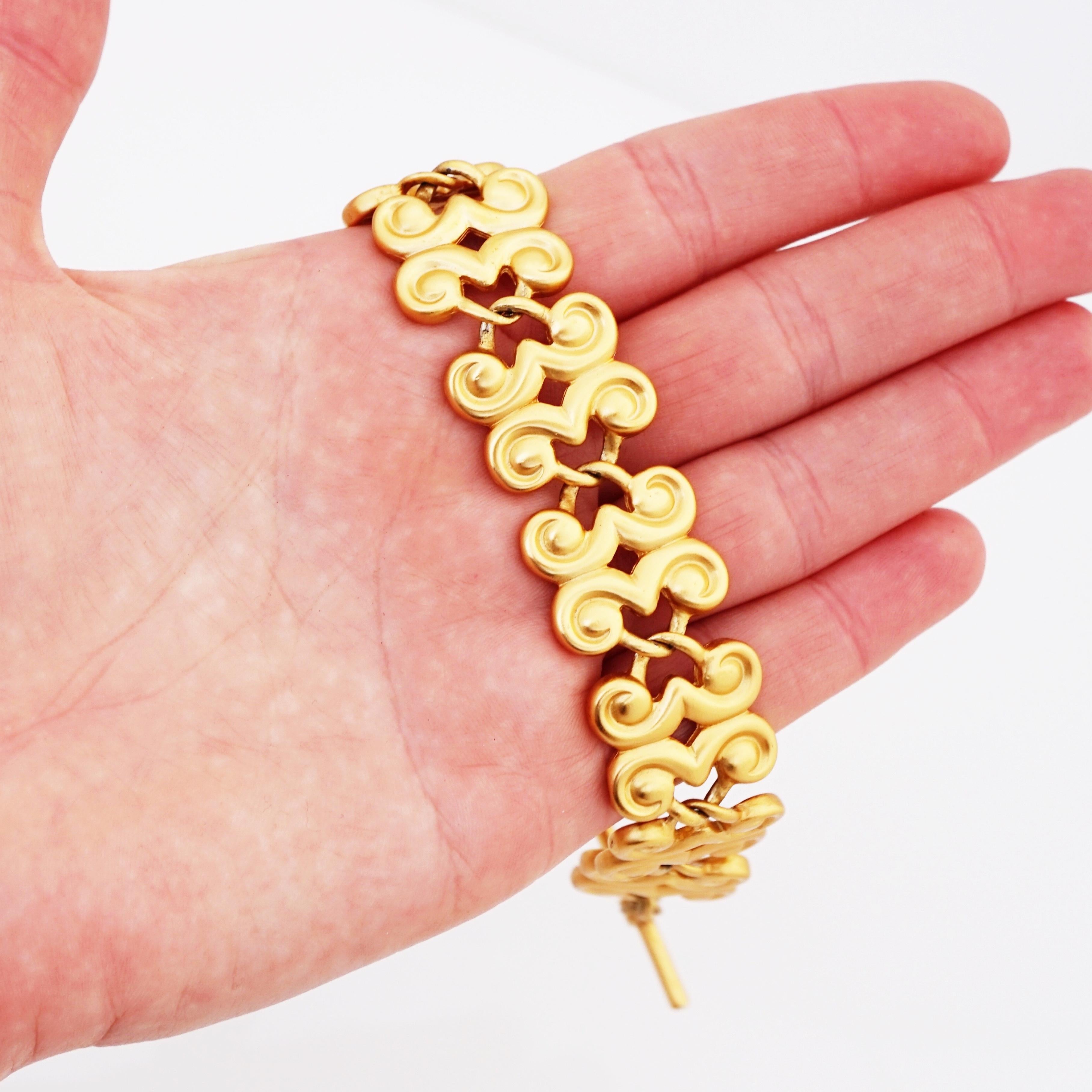 Women's Matte Gold Arabesque Link Bracelet By Anne Klein, 1980s For Sale