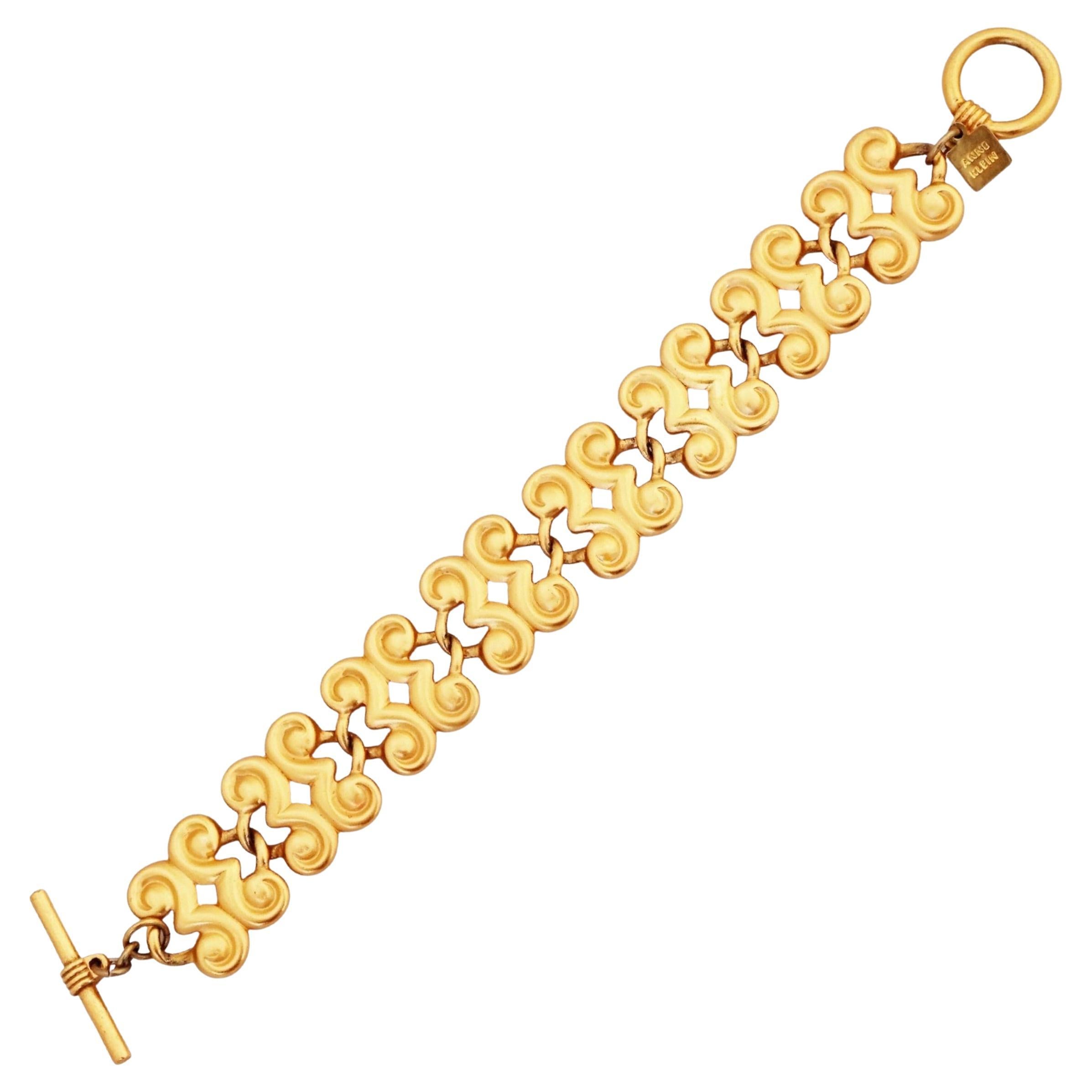 Matte Gold Arabesque Link Bracelet By Anne Klein, 1980s For Sale