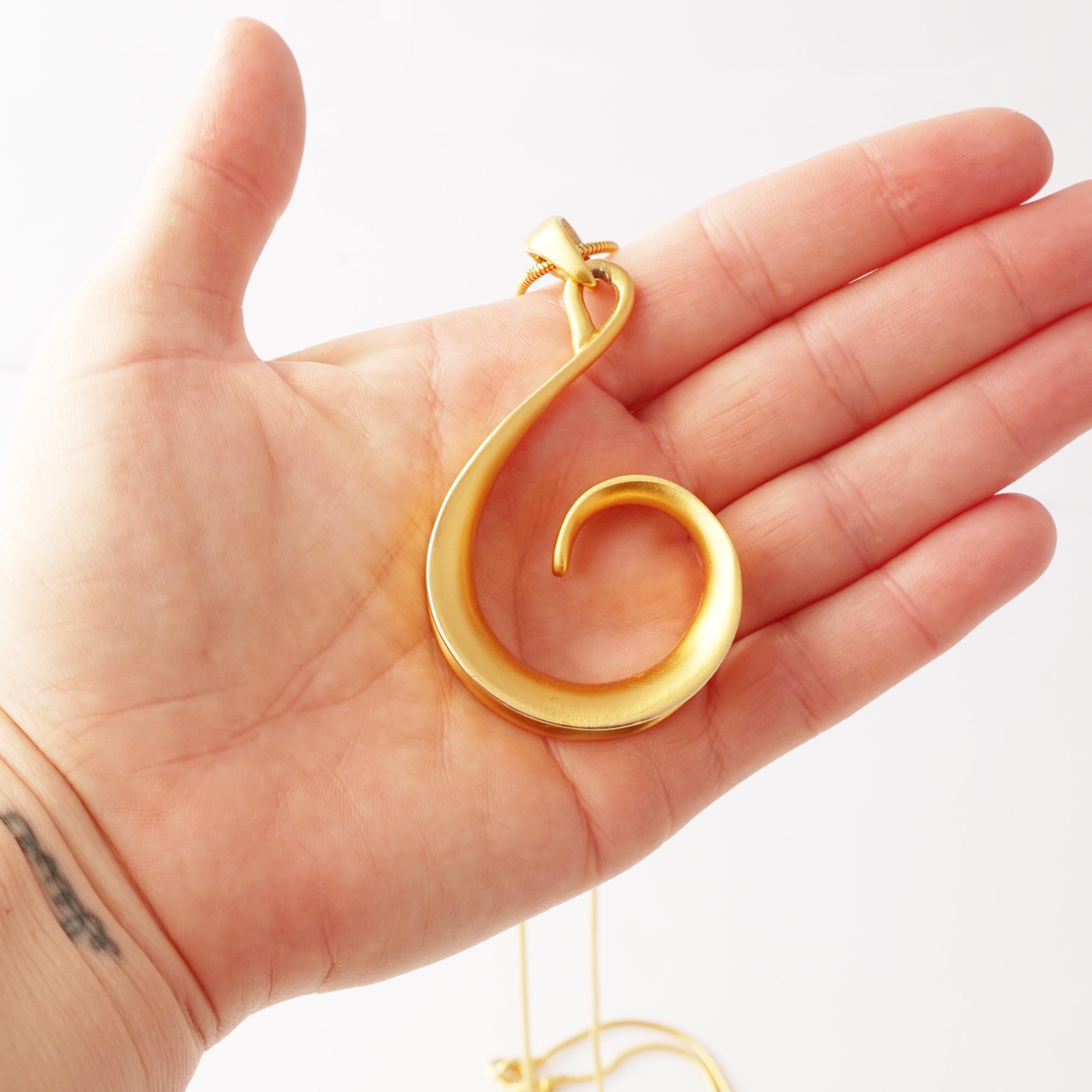 Women's Matte Gold Swirl Pendant Necklace By Anne Klein, 1980s For Sale