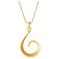 Collar Colgante Remolino Oro Mate De Anne Klein, Años 80