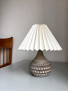 Danish Modern Table Lamp in Matte Gray Ceramic, Organic Design, 1960s