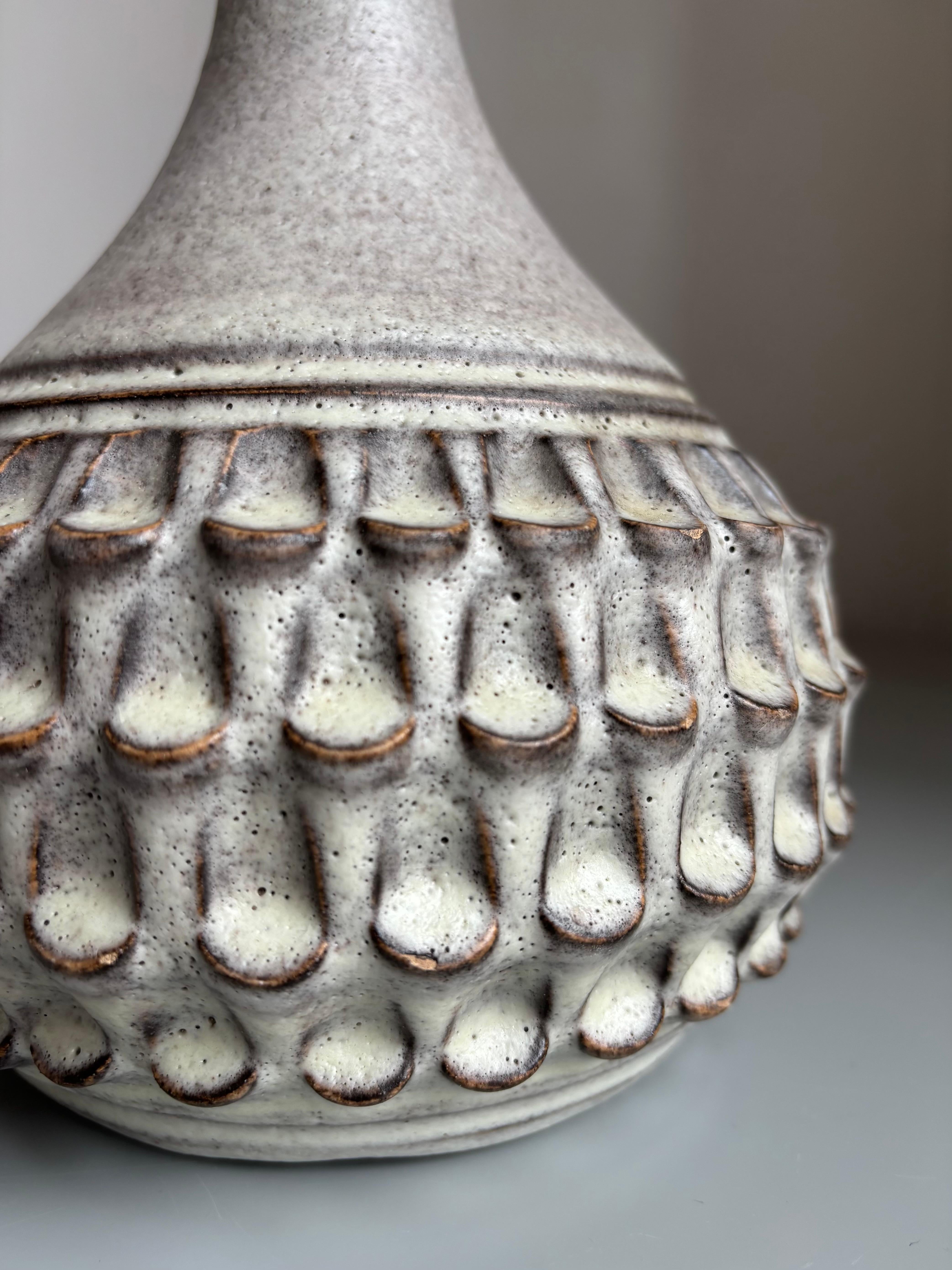 Glazed Matte Gray Danish Organic Modern Table Lamp, 1960s For Sale