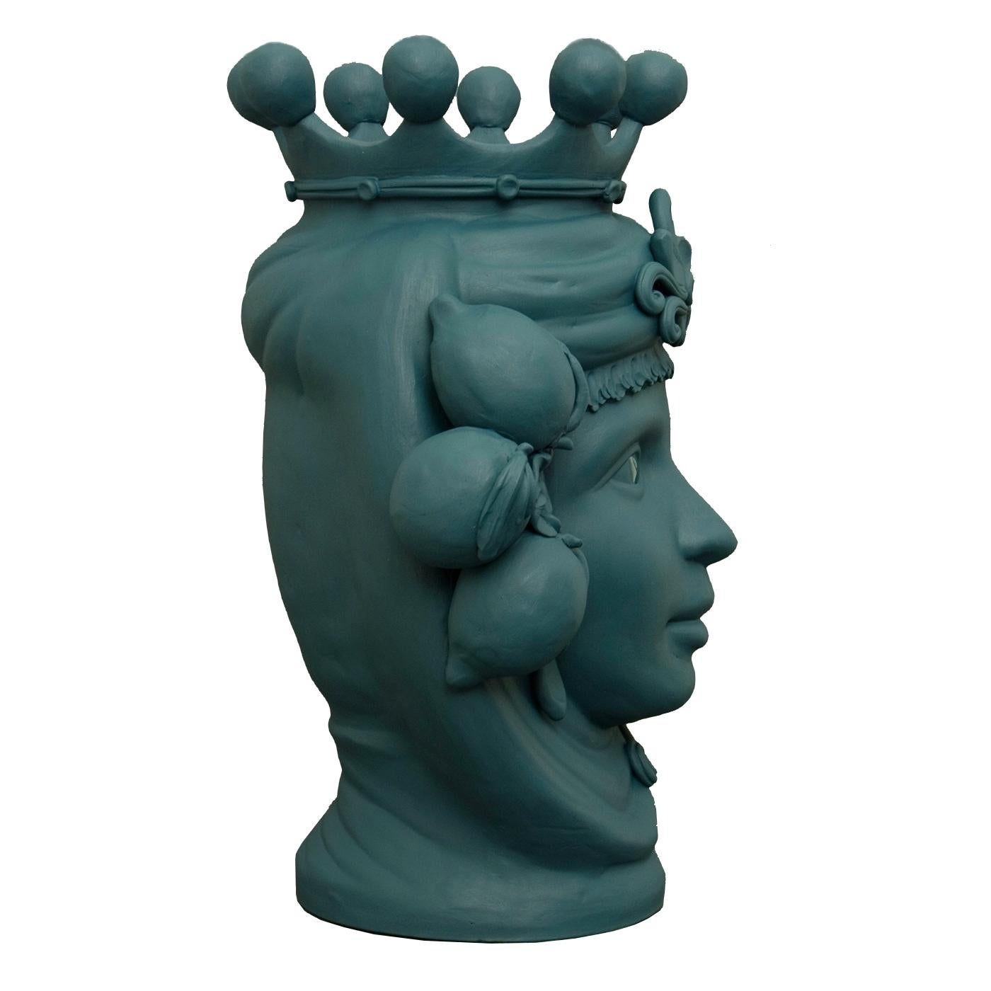 Mattgrüne sizilianische Terrakotta-Vase entworfen von Stefania Boemi im Zustand „Neu“ im Angebot in Beverly Hills, CA