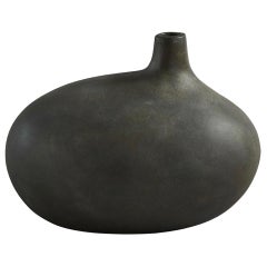 Matte Grey Globe Shape Off Center Spout Ceramic Vase, Denmark, Contemporary