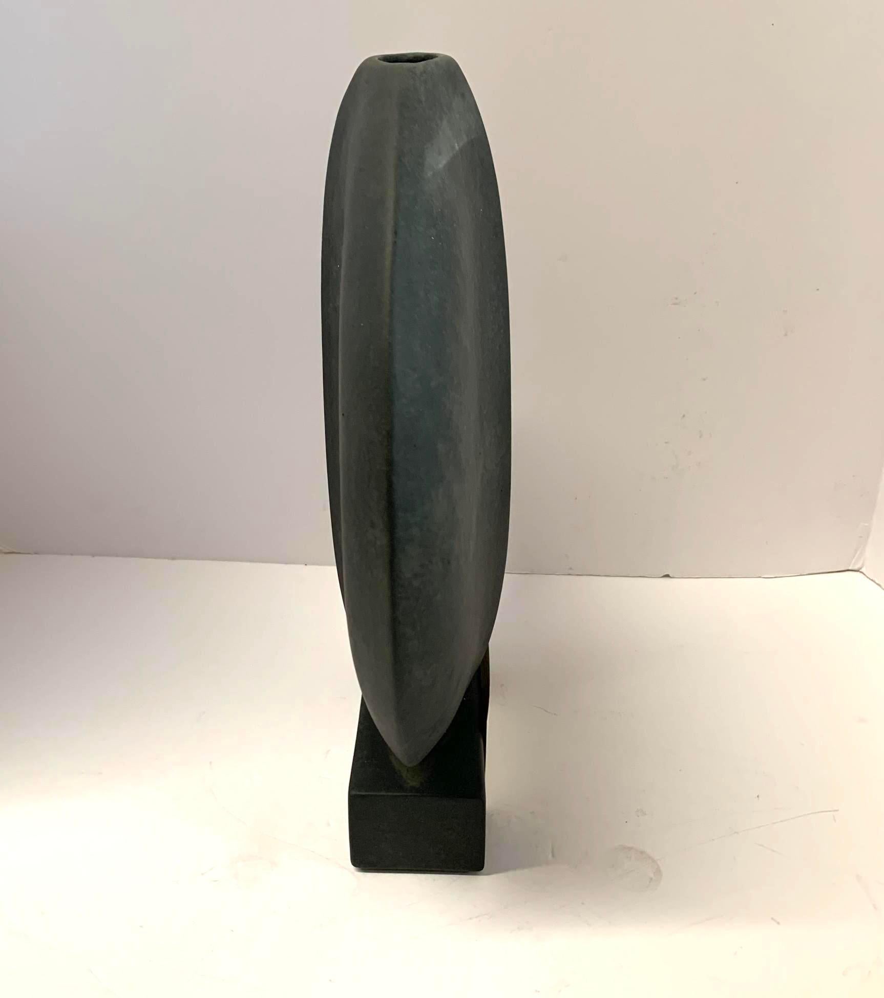 large round black vase