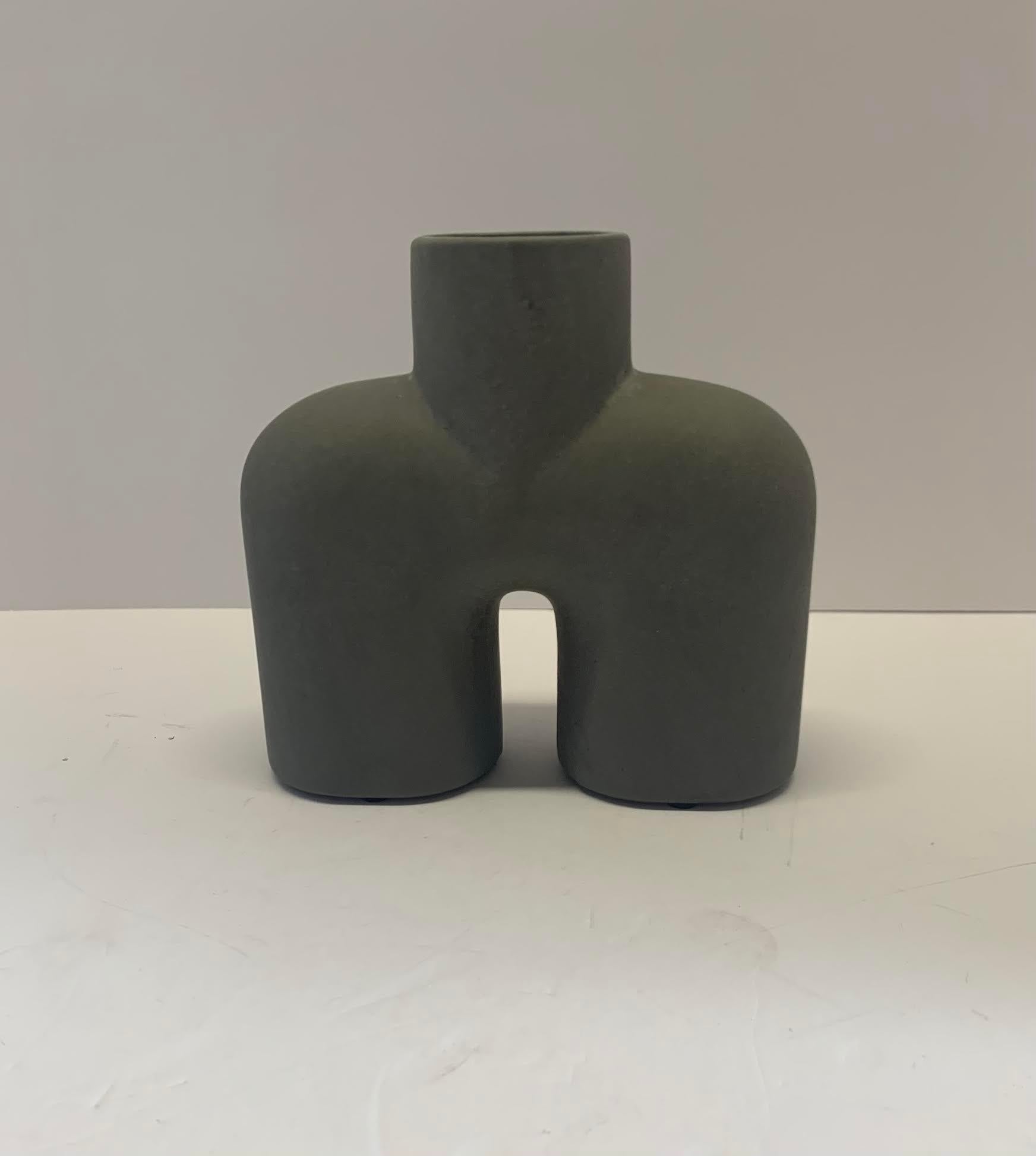 Matte Grey Sculptural Danish Design Vase, China, Contemporary In New Condition For Sale In New York, NY