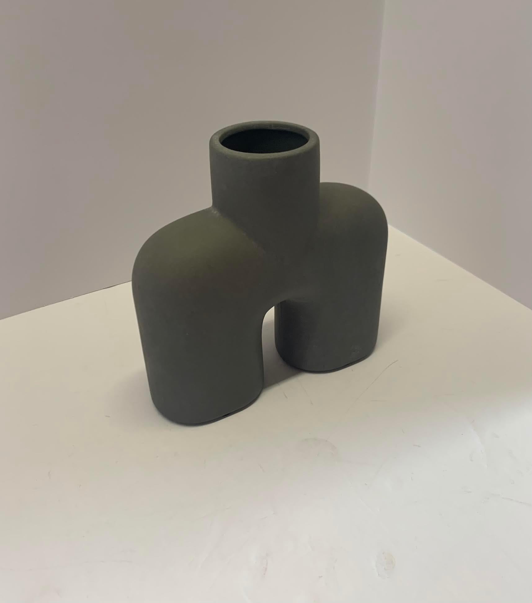 Ceramic Matte Grey Sculptural Danish Design Vase, China, Contemporary For Sale