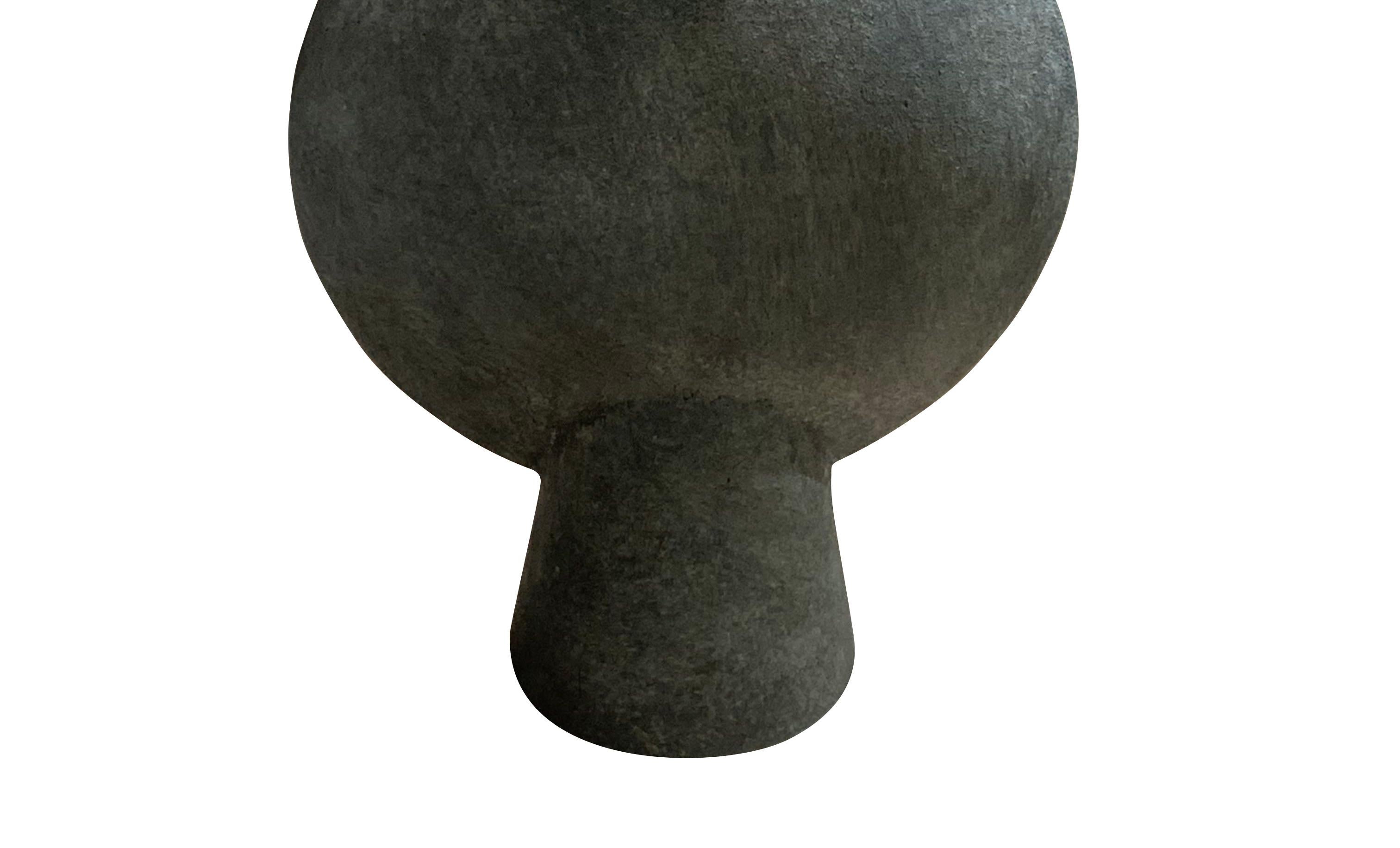 Chinese Matte Grey Single Spout Extra Large Danish Design Vase, China, Contemporary For Sale